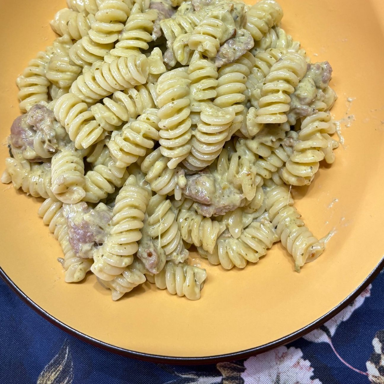 Pasta pistacchio a burrata