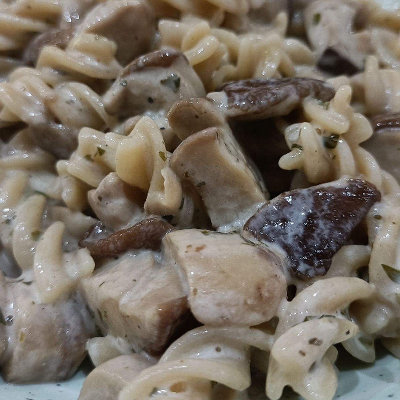 Fusilli con funghi porcini e Philadelphia alle erbette