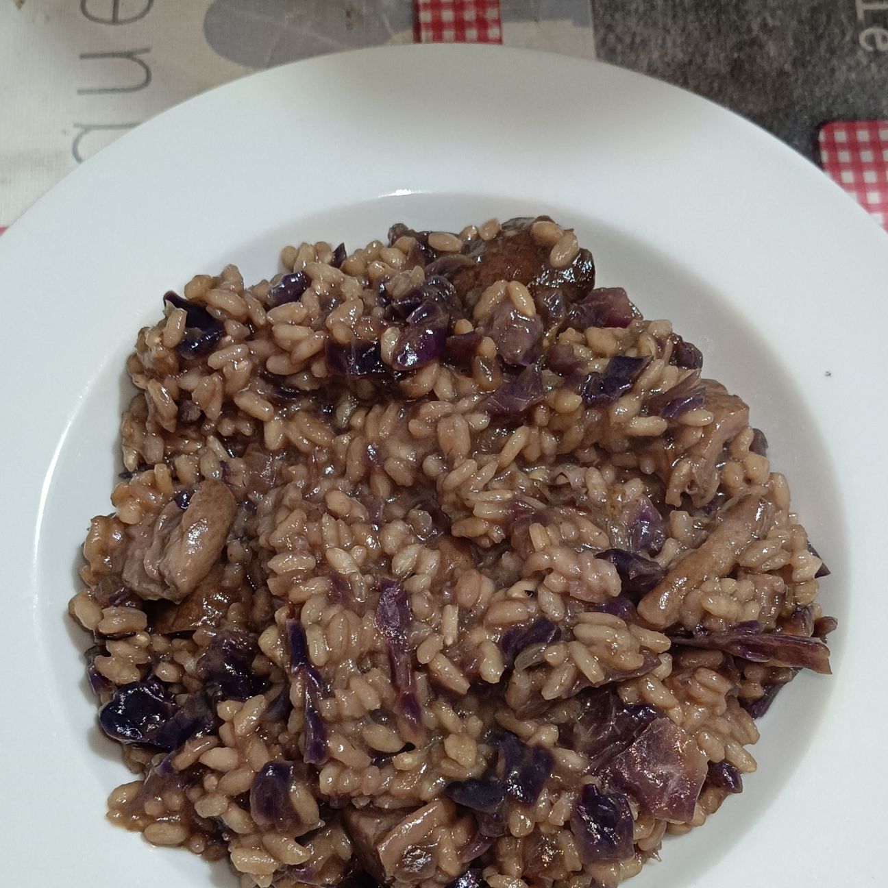 Risotto con porcini e cavolo viola
