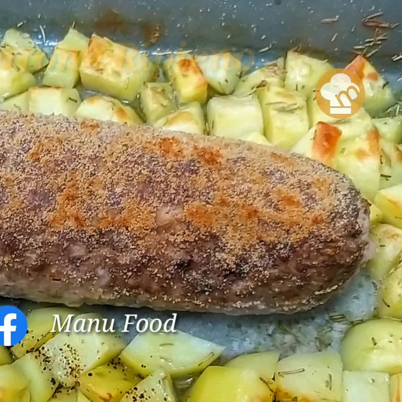 Polpettone ripieno al forno con patate