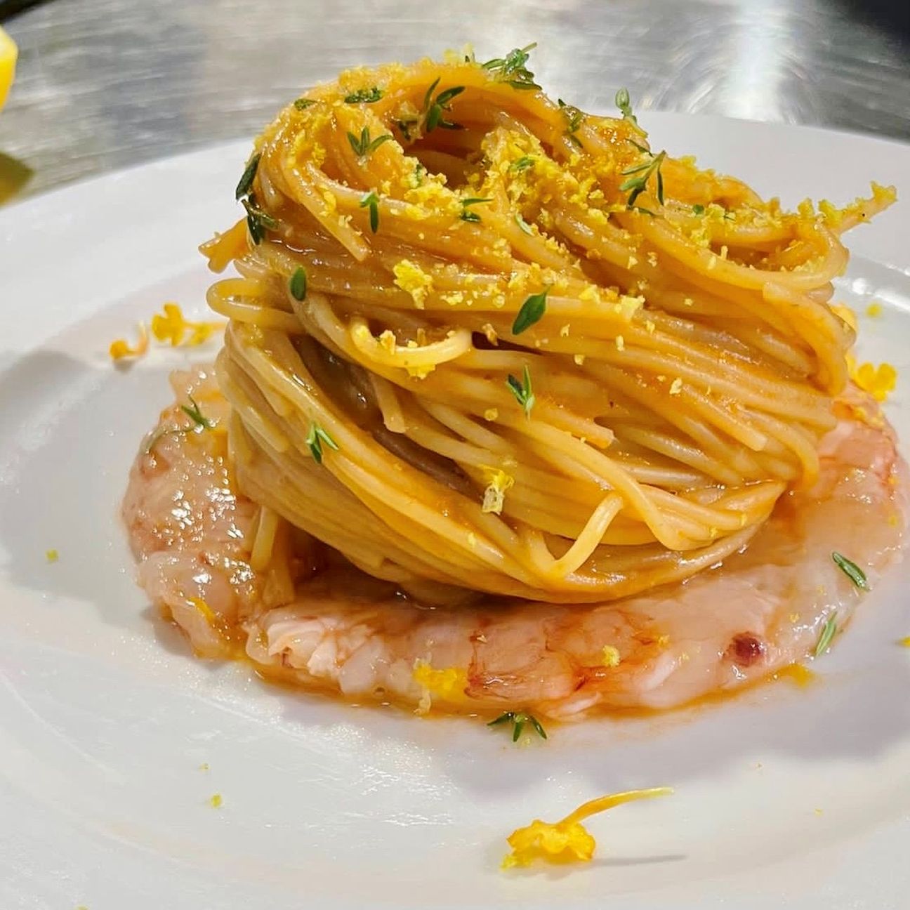 SPAGHETTINO ALL’ESSENZA DI GAMBERO ROSSO
