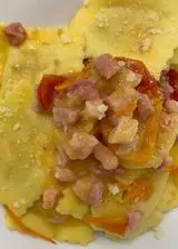 Ricetta Ravioli con pancetta, pomodorini gialli e rossi