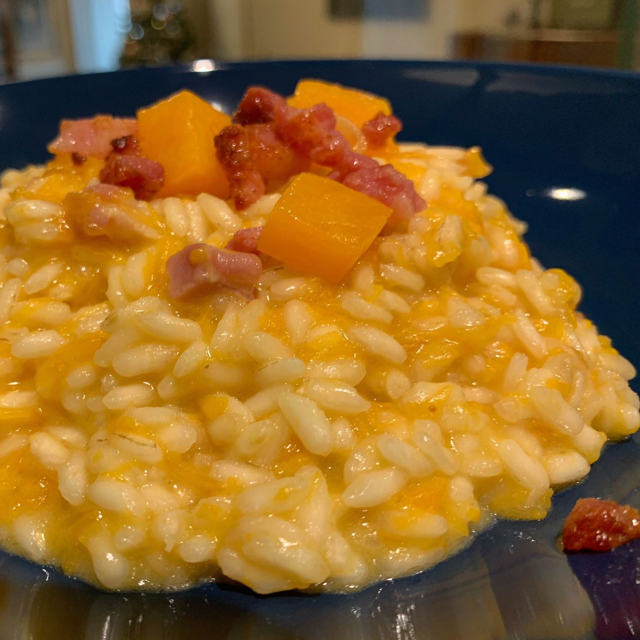 Risotto zucca, pere e pancetta