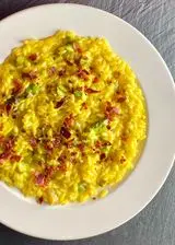 Ricetta Risotto con asparagi, zafferano e pancetta croccante.