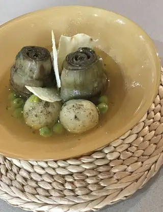 Ricetta Carciofi con polpette di formaggio e piselli di idacol