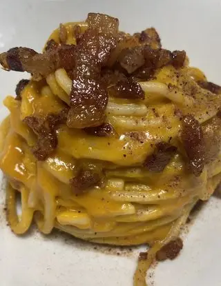 Ricetta Spaghetti con crema di zucca e guanciale croccante di mastroiacovod