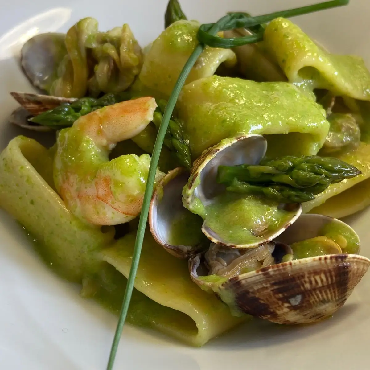 Ricetta Calamara, vongole, gamberetti e crema di asparagi di mastroiacovod