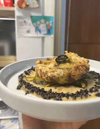 Ricetta frittatina di pasta su un cremoso letto di funghi e ceci di soraya_12