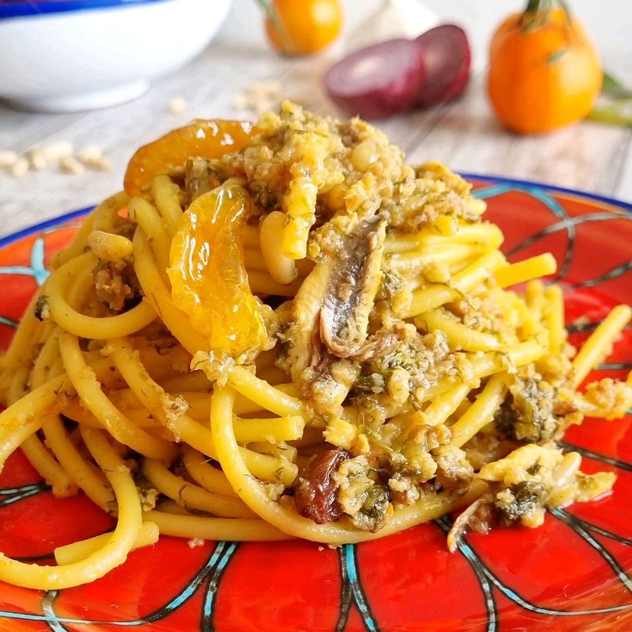 Bucatini con le sarde e clementine
