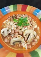Ricetta Minestra di riso con champignon e borlotti