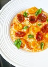 Ricetta Risotto datterino giallo, ciliegino semisecco e olio al basilico! 💛💛💛