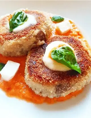 Ricetta Polpette di melanzane, finta maionese di pomodoro e cremoso di bufala!🧡🧡🧡 di dianacorradetti