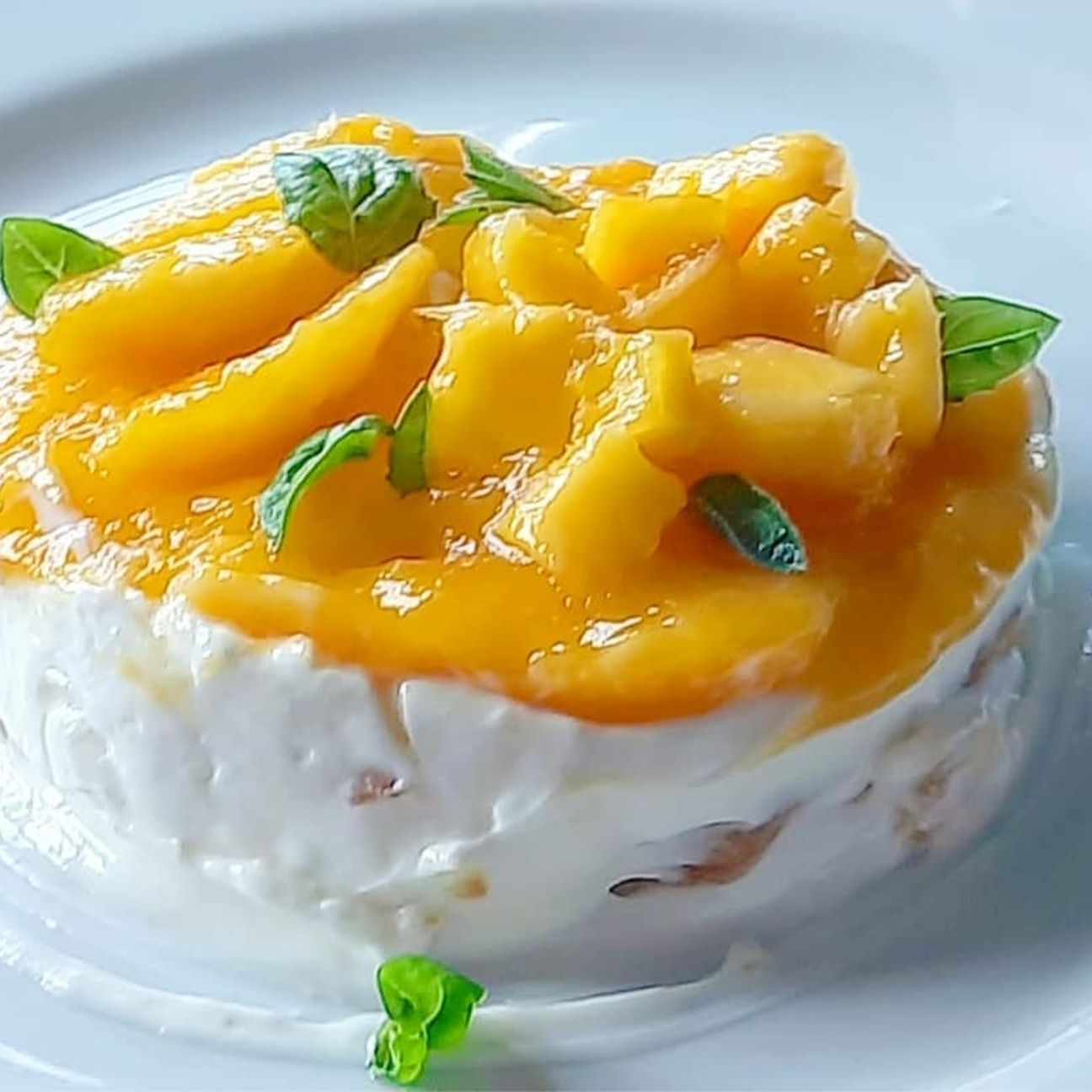 Crema di ricotta, yogurt, mango e vaniglia!💛🧡