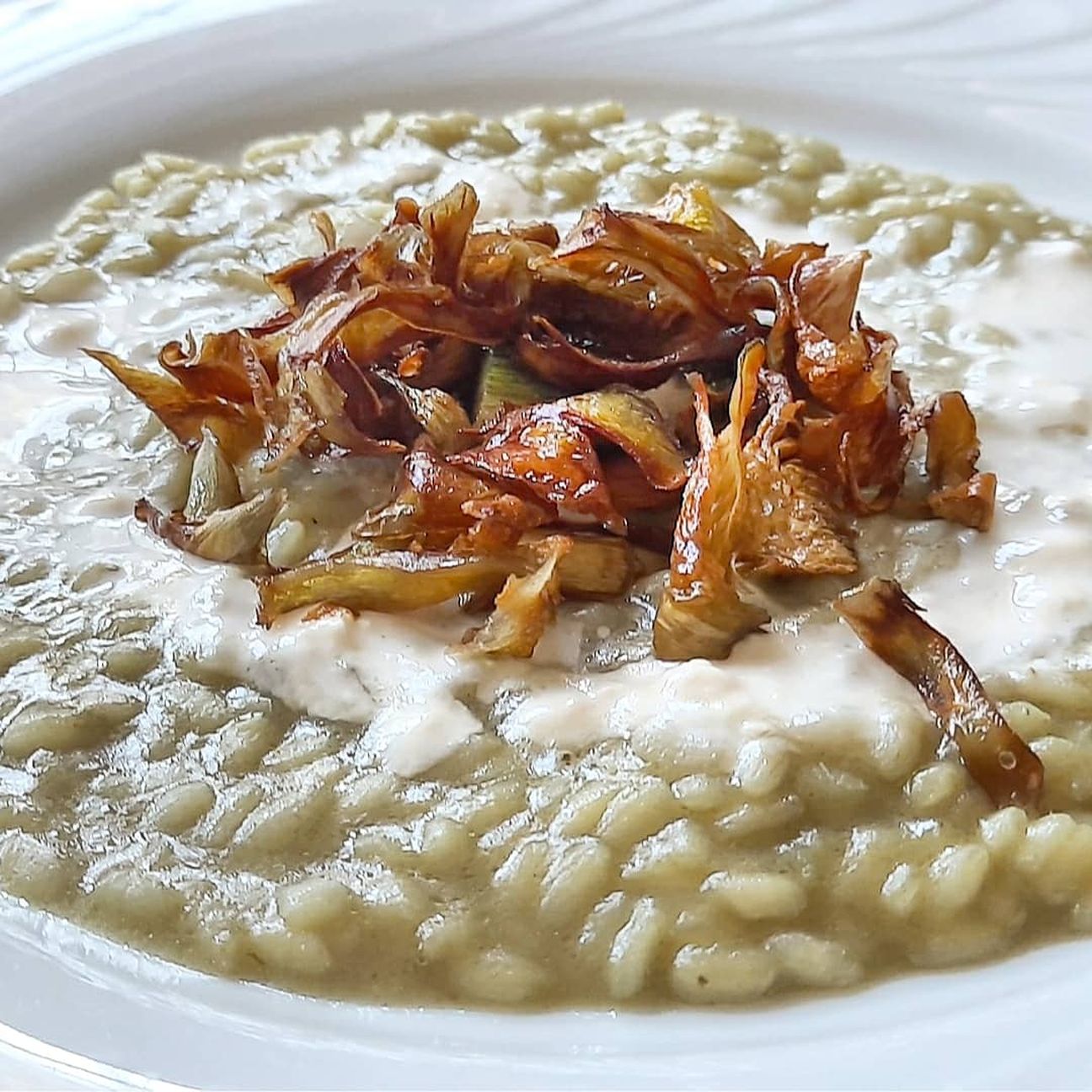 Risotto in crema di carciofi e fonduta di pecorino!💚💚💚