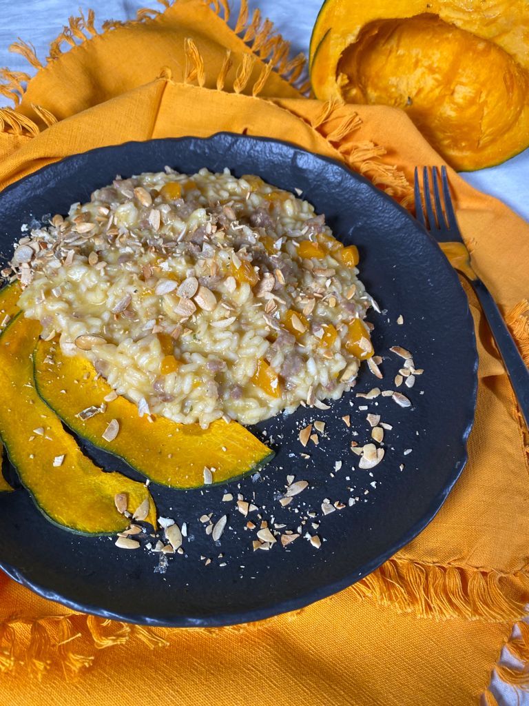 Risotto zucca e salsiccia zero waste