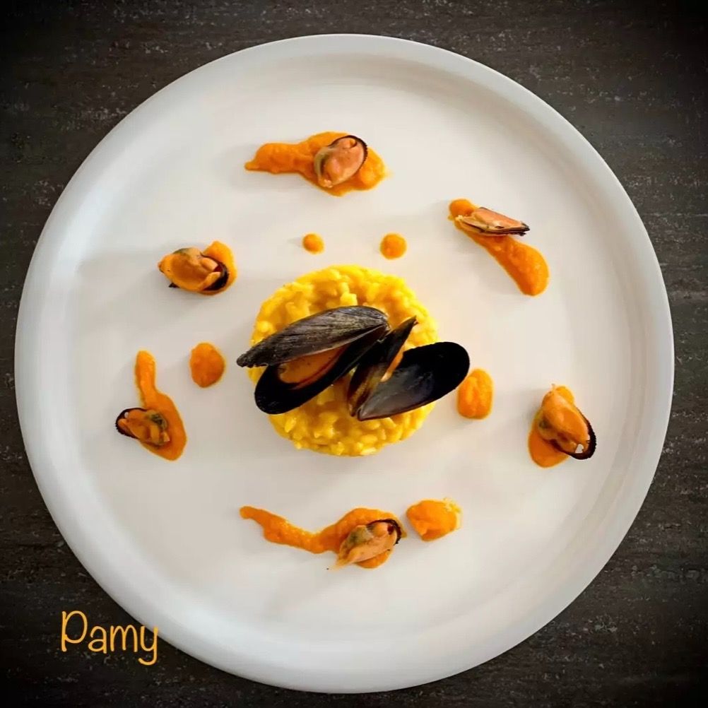 Risotto carote, zafferano e cozze