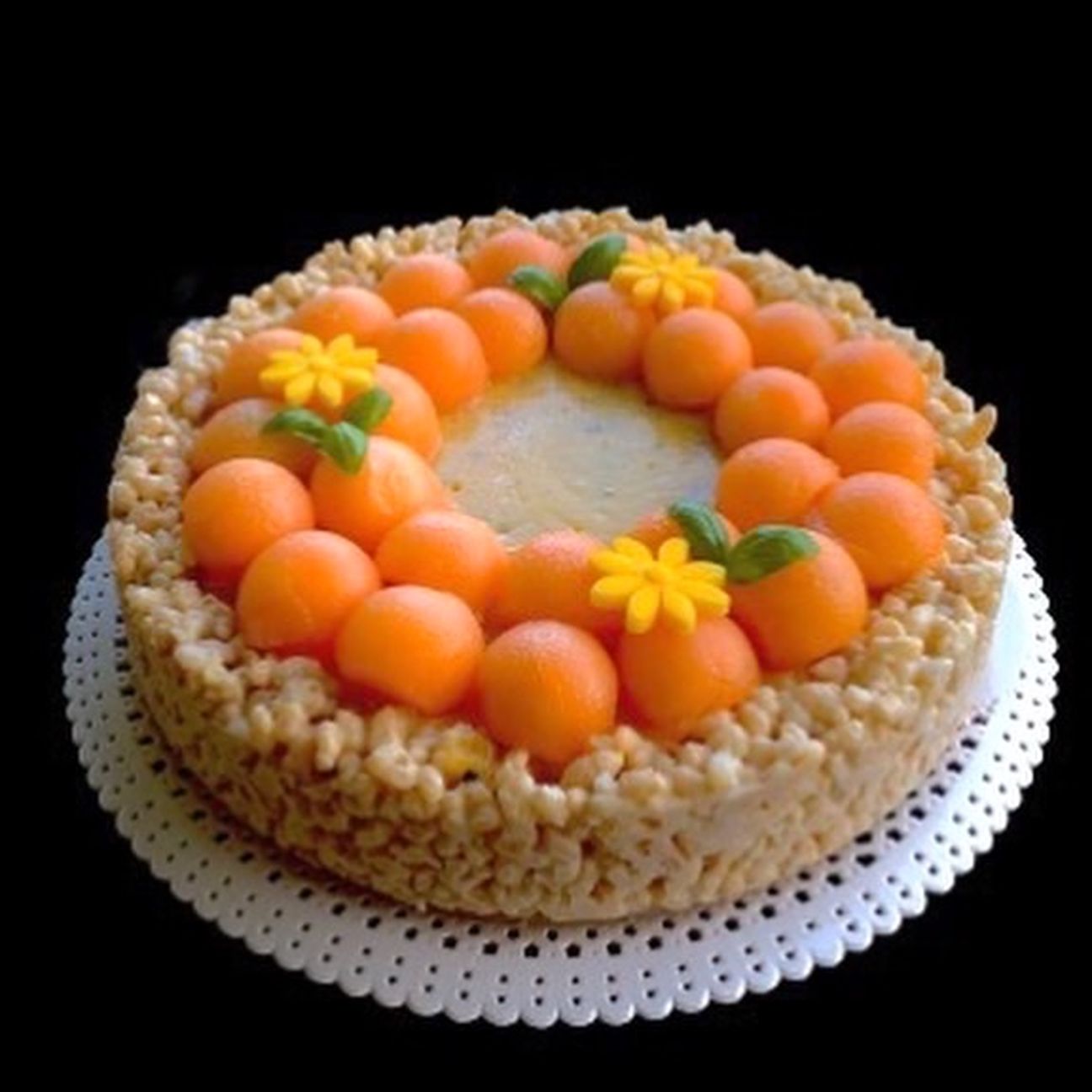Crostata di Riso Soffiato e Mandorle con Crema alla Frutta Tropicale