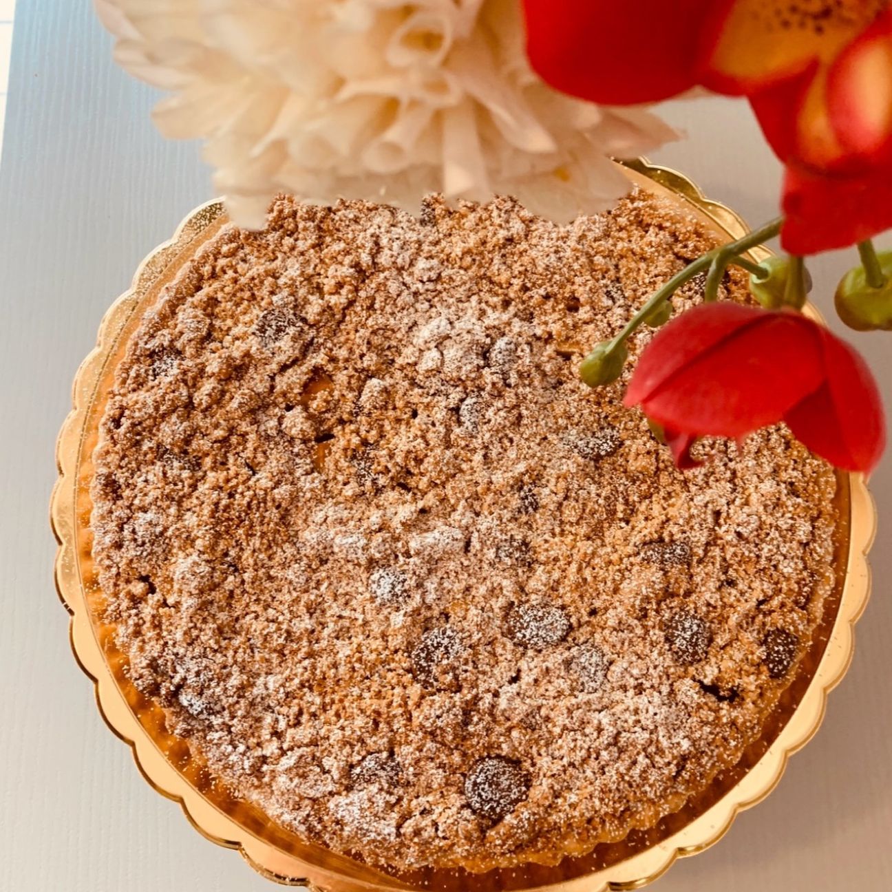 Crostata Sbrisolona di Mele, Crema e Amaretti