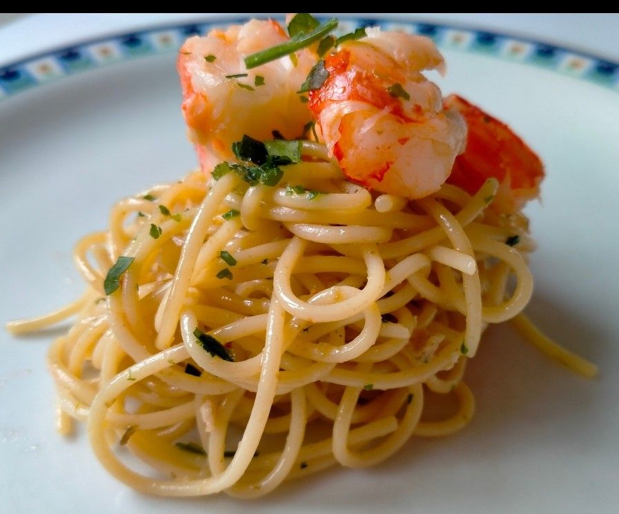 Spaghetti con gamberi