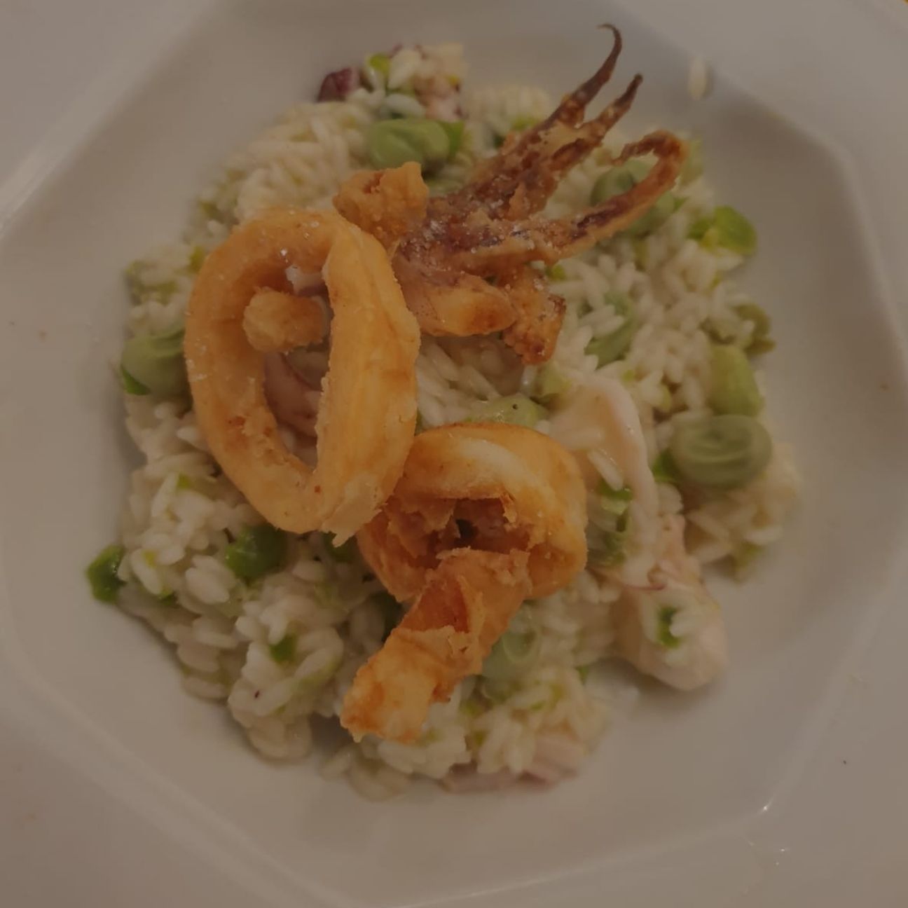 Risotto fave e calamari