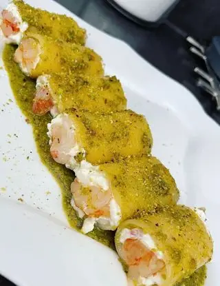 Ricetta Paccheri al pesto di pistacchio ripieni di burrata e tartare di gambero di unaforchettadigitale