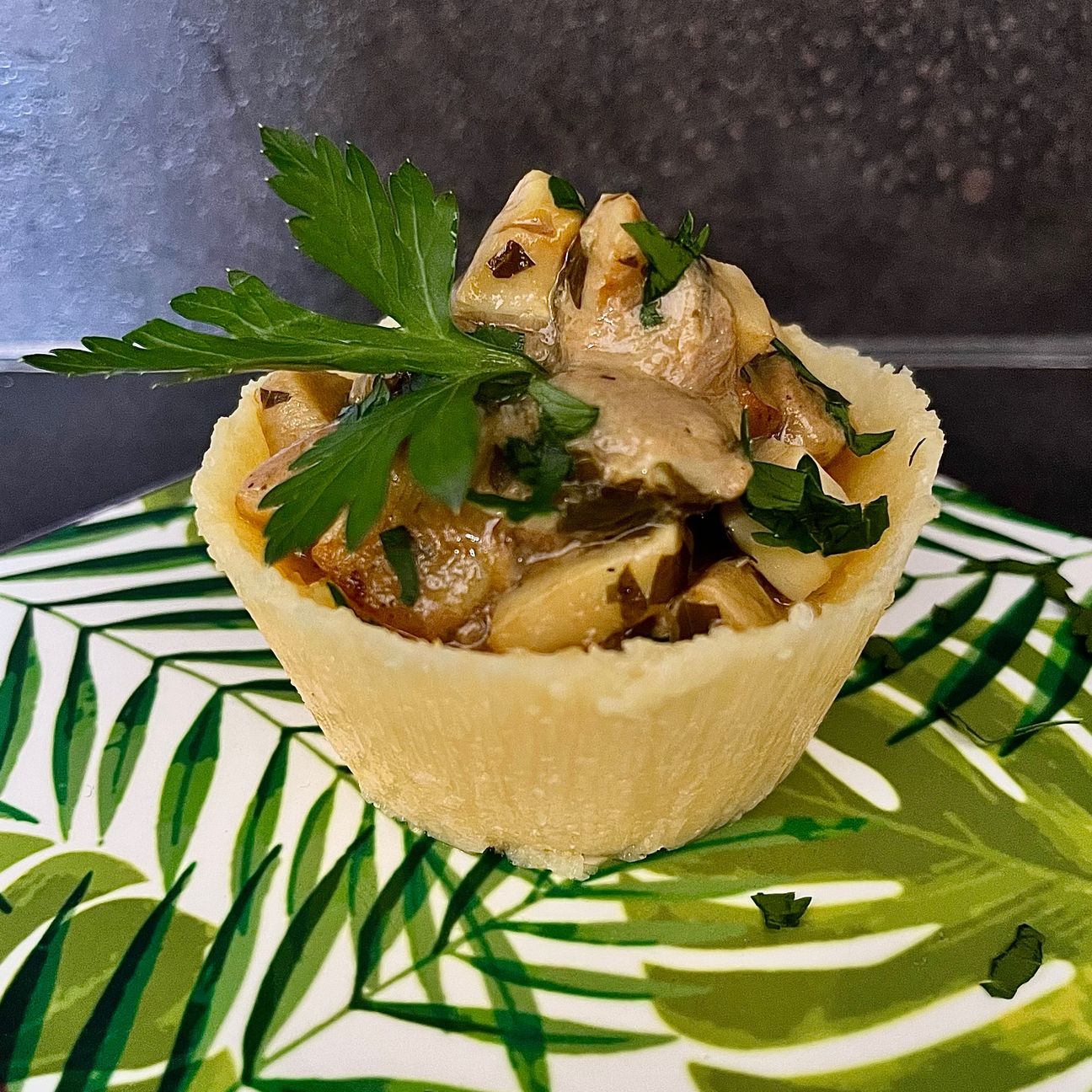 Cestini di polenta ripieni di funghi porcini