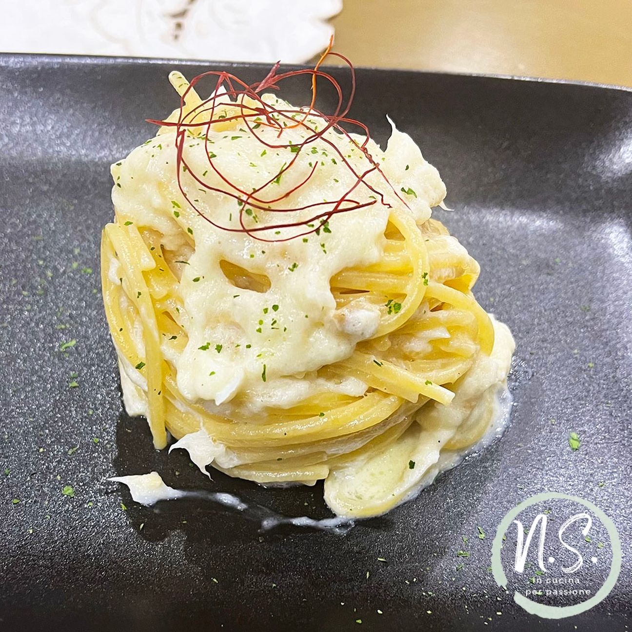 Spaghetti al baccalà mantecato
