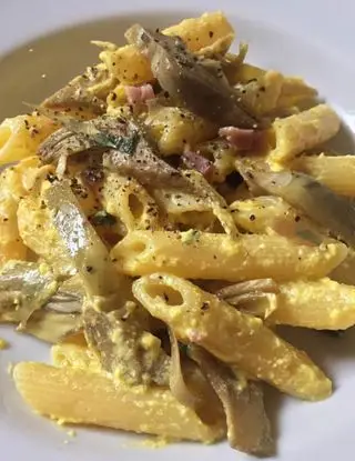 Ricetta Penne con carciofi speck e zafferano di annamariaincucina