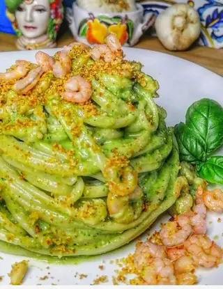 Ricetta Pesto di basilico e gamberetti di cristinaeffe_