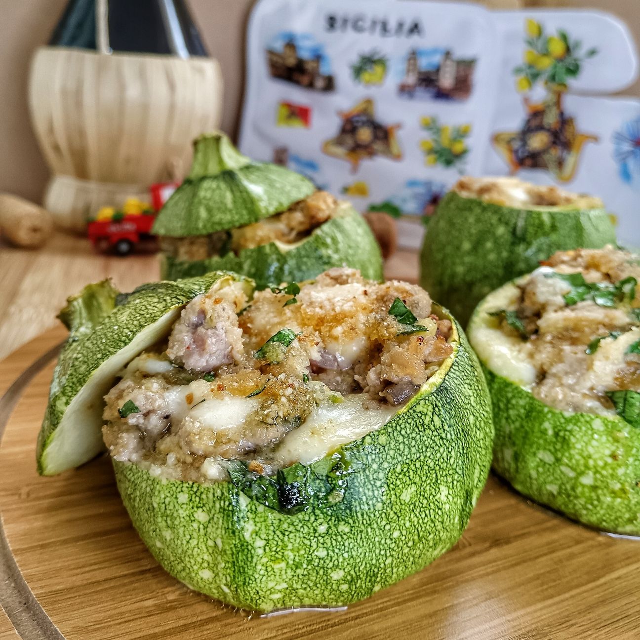 Zucchine tonde ripiene alla siciliana