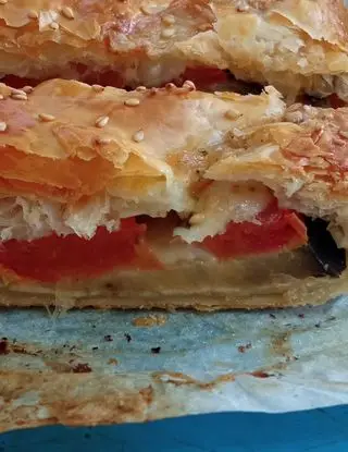 Ricetta Strudel salato con melanzane pomodori e formaggio di angela876