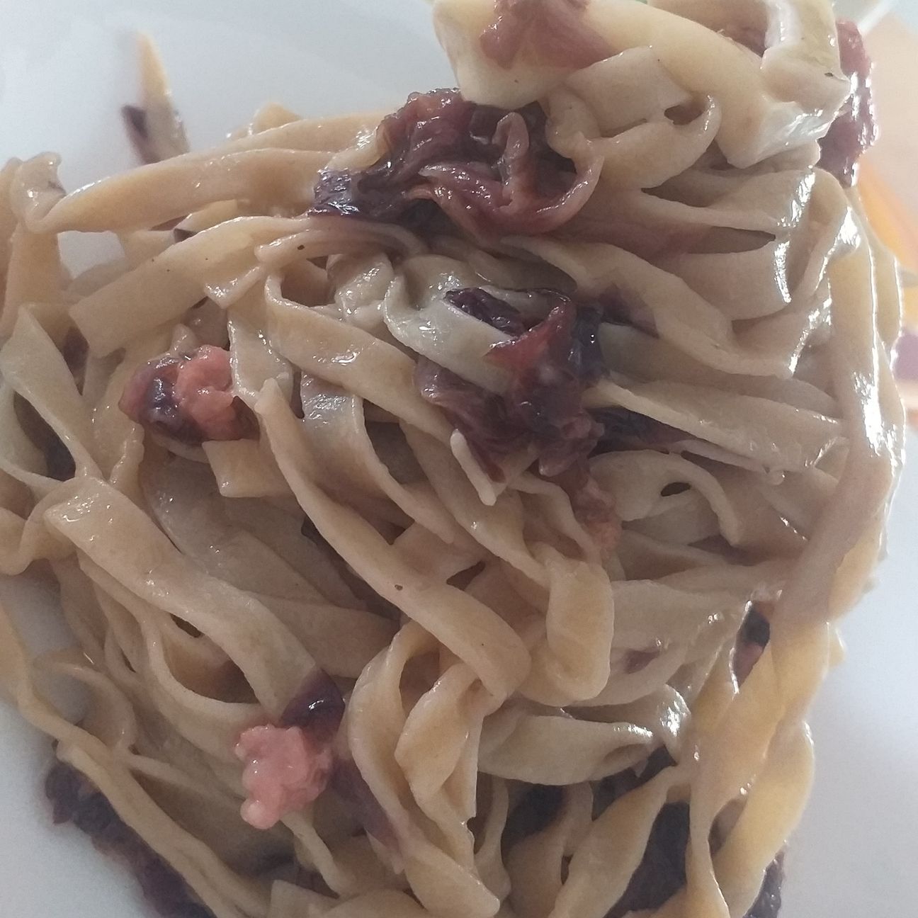 Tagliatelle fatte in casa con radicchio salsiccia e brie