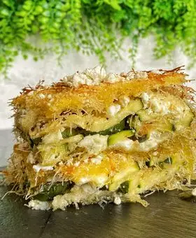 Ricetta Torta salata di pasta kataifi, feta e zucchine di Burrataepistacchi