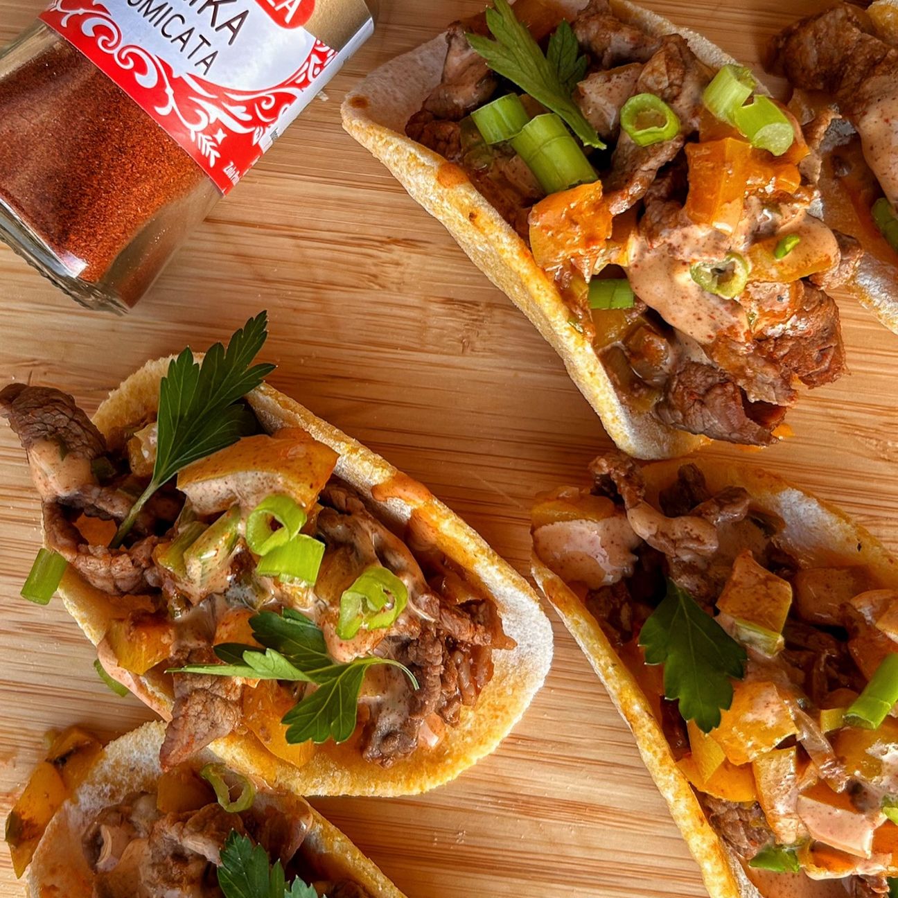 Tacos con straccetti di manzo e paprika affumicata