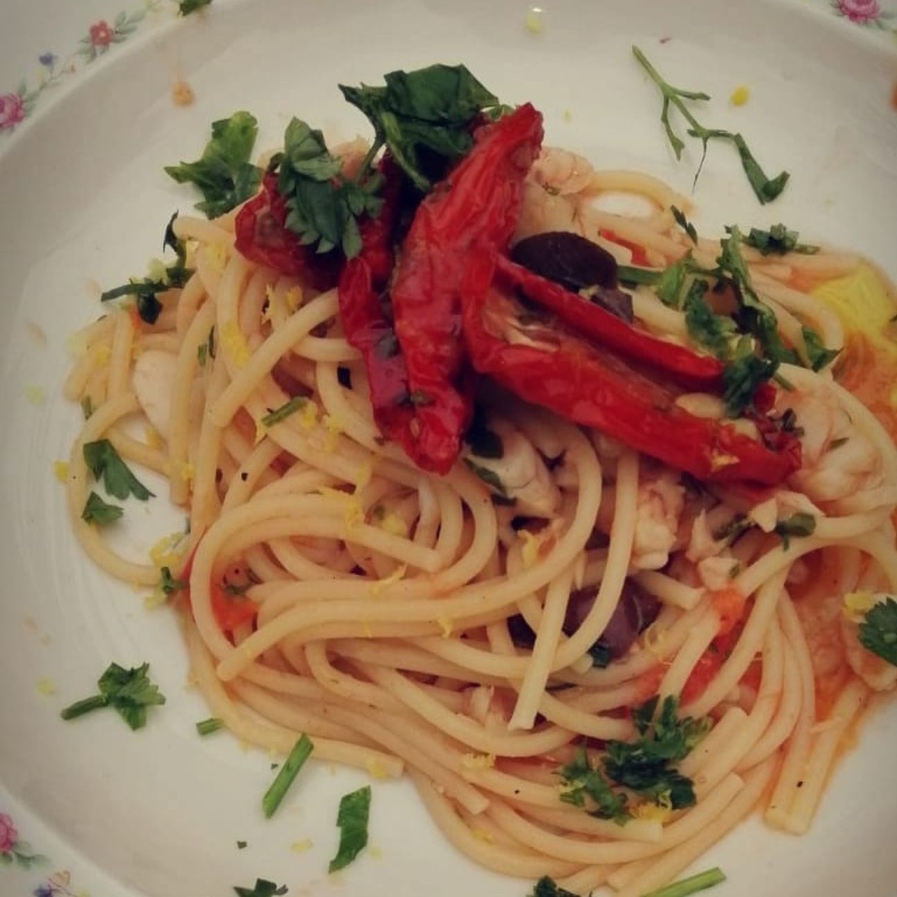 Spaghetti con merluzzo e podorini
