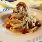 Ricetta Spaghetti con merluzzo e pomodorini homemade  