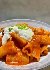 Ricetta Rigacuore con crema di pomodorini e stracciatella