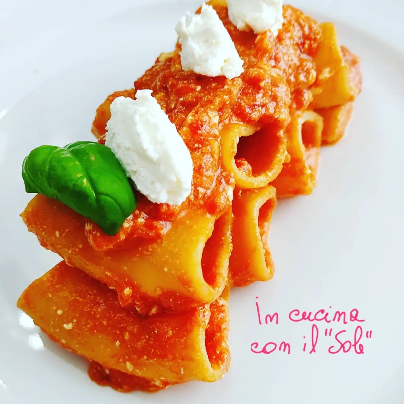 Paccheri, ricotta, pomodoro e basilico 🌞