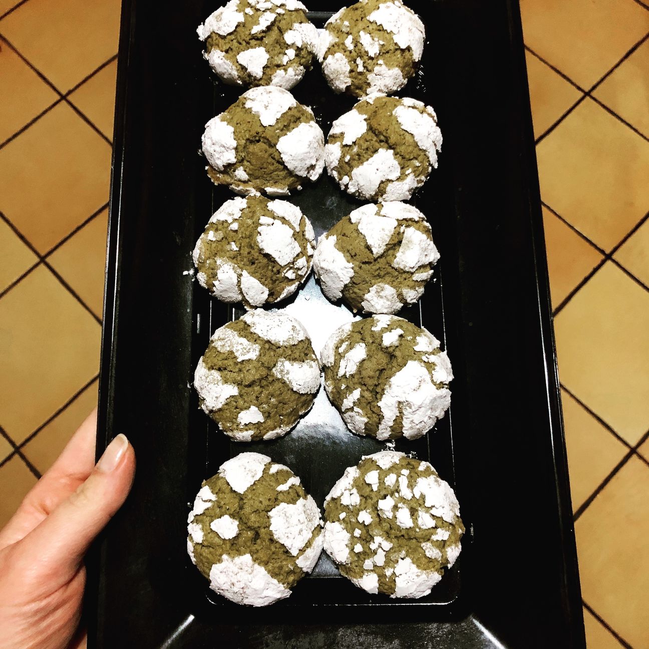 Matcha Crinkle Cookies