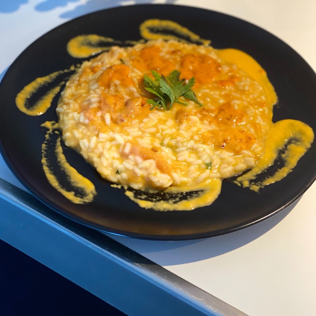 Risotto con zucca, asiago e crema di nduja