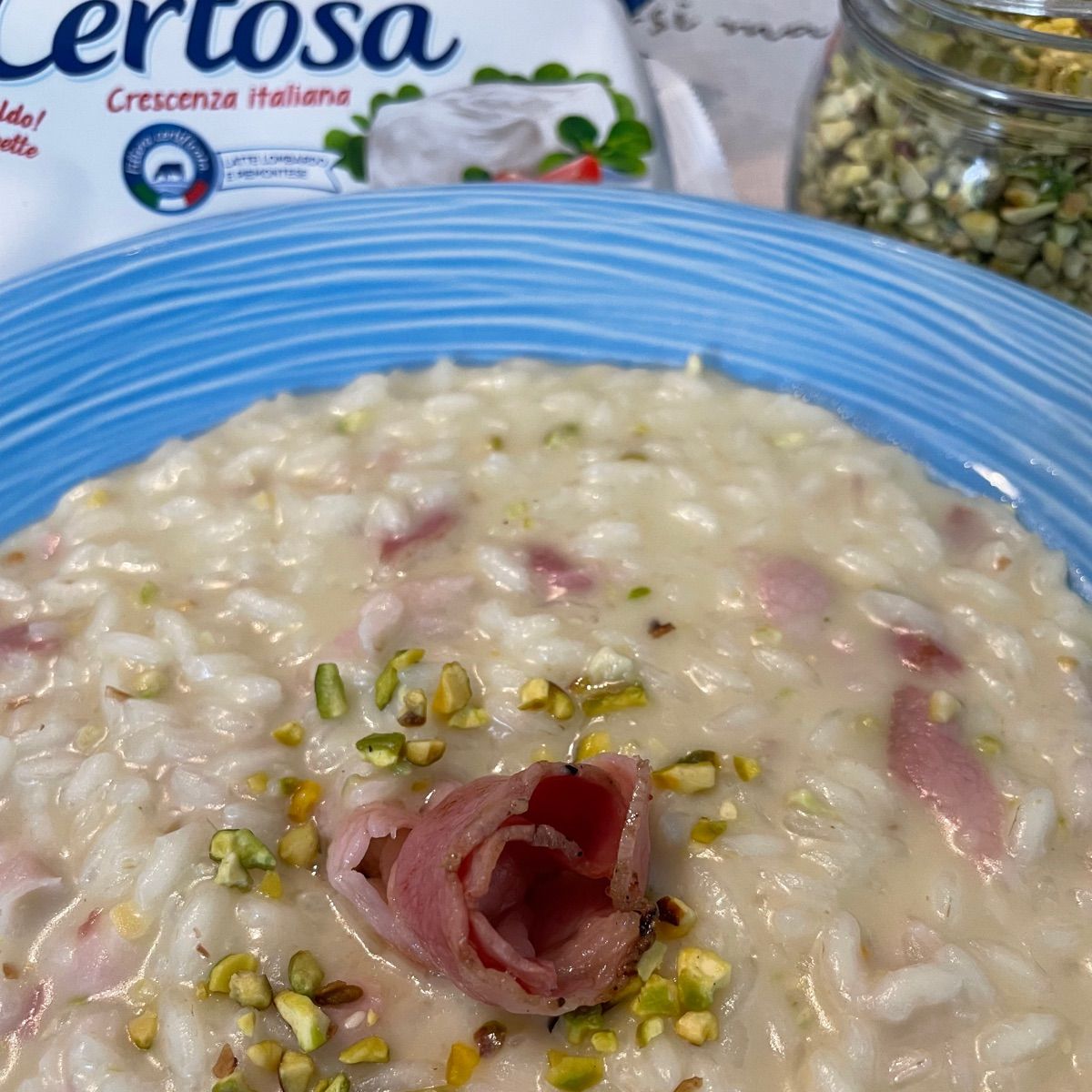Risotto Certosa Pistacchi e pancetta