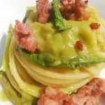 Ricetta Spaghetti con crema di asparagi e salsiccia 💚