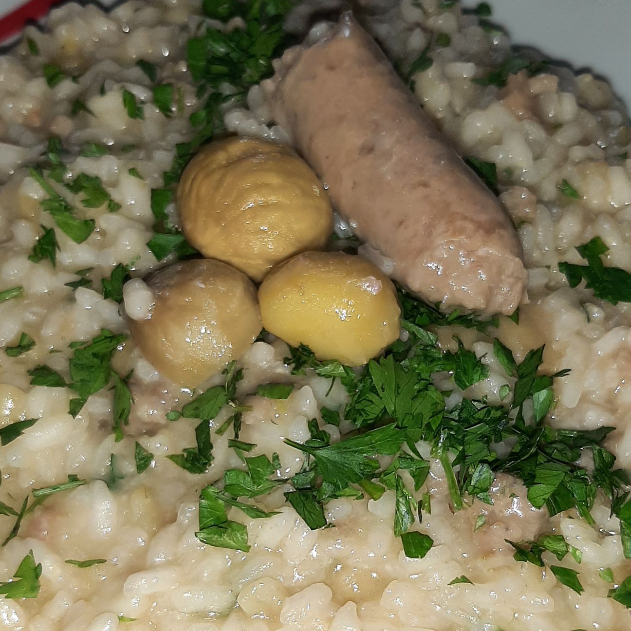 Risotto castagne e salsiccia