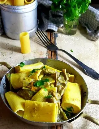 Ricetta Paccheri dorati ai carciofi di visciola.versilia
