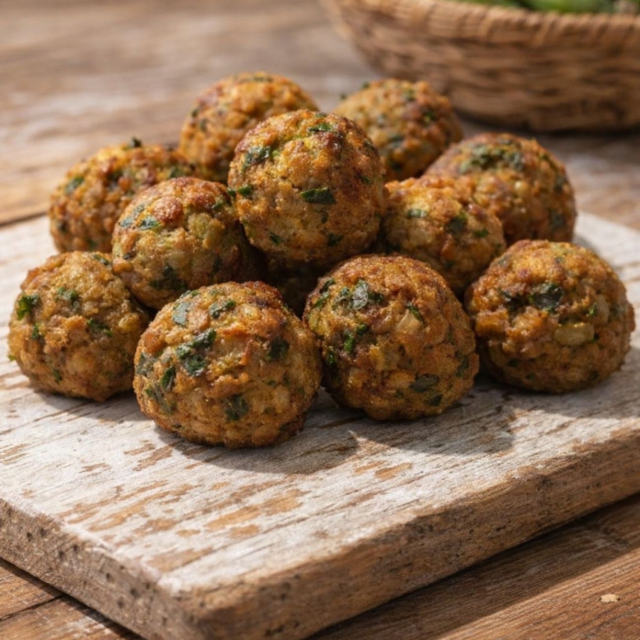 Polpette di farina di ceci e bucce di fave
