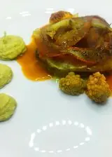 Ricetta Millefoglie di patate fondo bruno vegetale e hummus