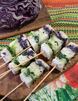 Ricetta Spiedini di tramezzini con verdure e formaggi di ricettegustose.it