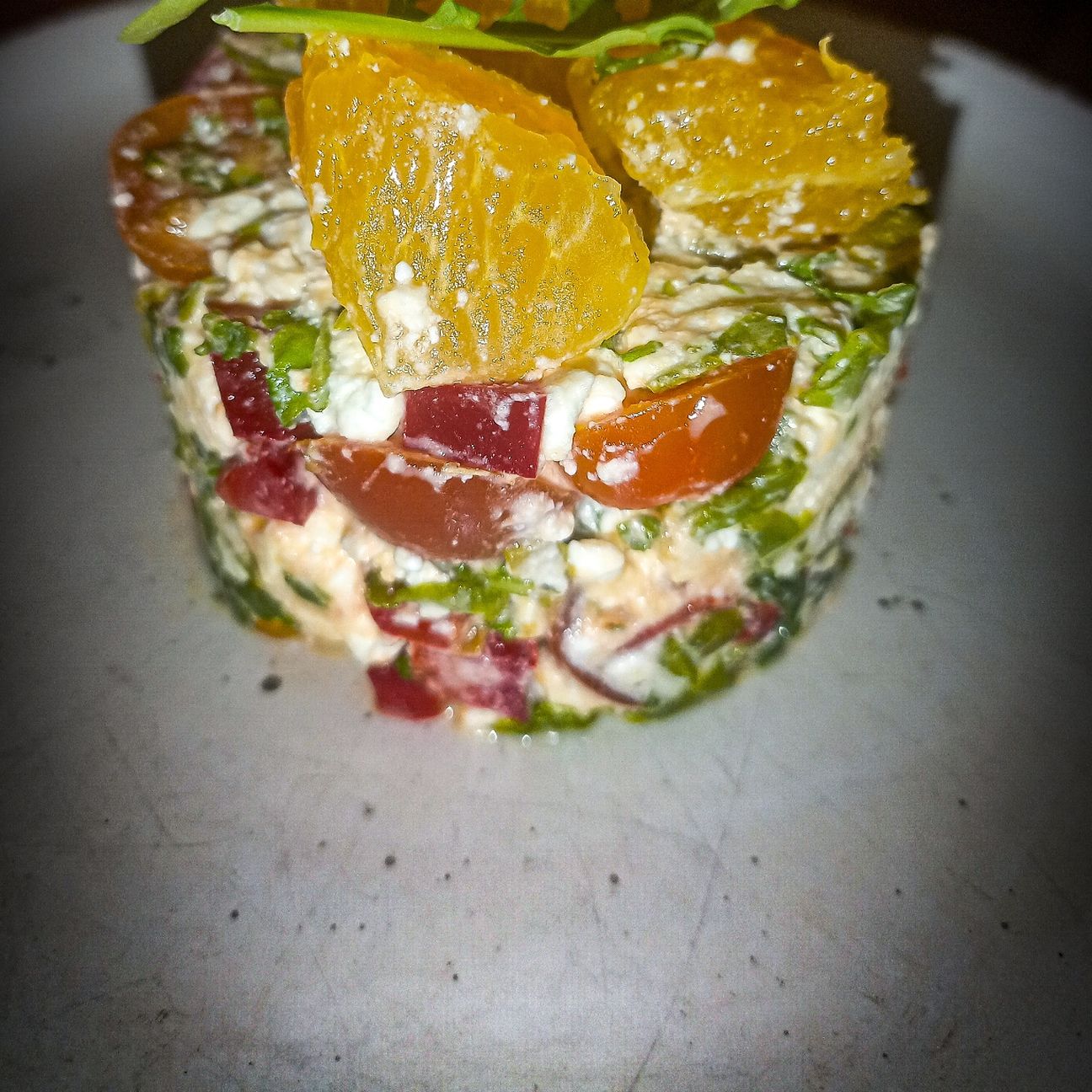 Feta salad with orange and veggies