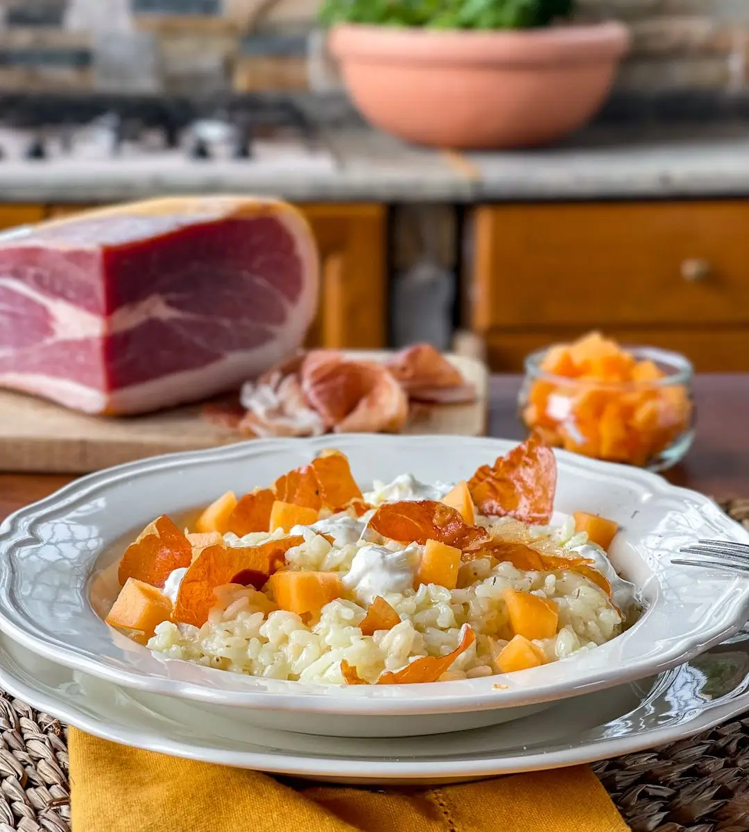 Risotto Prosciutto Toscano Dop, melone e stracciatella gourmet Al.ta