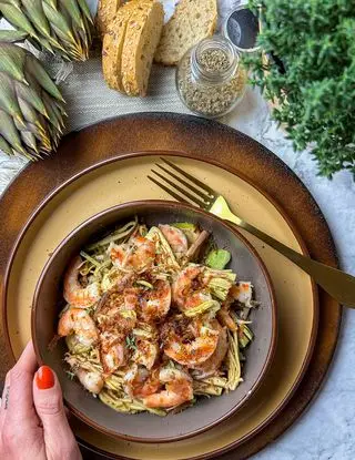 Ricetta Gamberi, carciofi e Bottarga di Muggine di bozza.di.colore